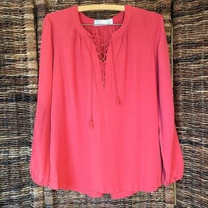 Cute, Salmon, boho, rayon, peasant top.